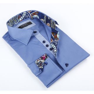 Coogi Luxe Mens Blue Solid Button up Dress Shirt   Shopping