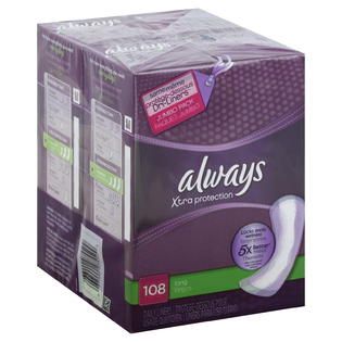 Always  Xtra Protection Daily Liners, Long, Jumbo Pack, 108 liners