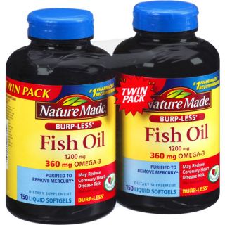 Nature Made Fish Oil Liquid Softgels Dietary Supplement, 1200mg, 150 count, (Pack of 2)