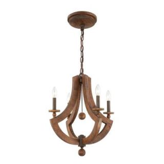 Eurofase Lenio Collection 4 Light Burnished Iron Wood Chandelier DISCONTINUED 23119 017