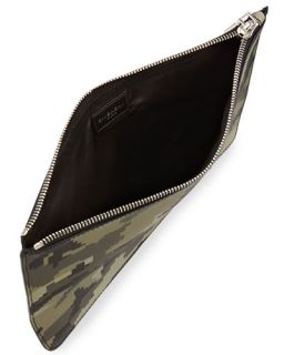 Givenchy Camo Print Zip Pouch, Green
