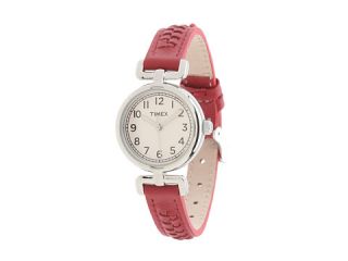 Timex Weekender Petite Casual Red Woven Strap White Silver Red