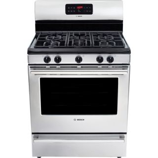 Bosch 500 Series 5 Burner Freestanding 5 cu ft Self Cleaning Convection Gas Range (Stainless) (Common 30 in; Actual 29.875 in)