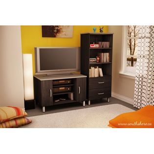 South Shore  Cosmos Bookcase Black Onyx & Charcoal