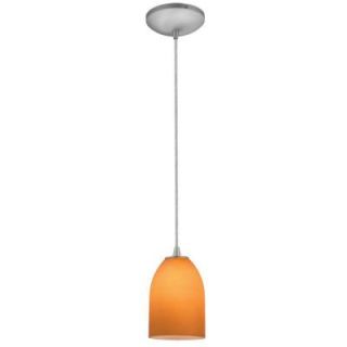 Access Lighting Bordeaux 1 Light Brushed Steel Metal Pendant with Amber Glass Shade 28018 1C BS/AMB
