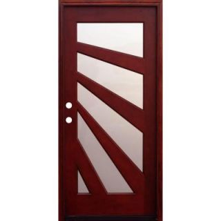 Pacific Entries 36 in. x 80 in. Contemporary 5 Lite Fan Stained Mahogany Wood Prehung Front Door M59MR