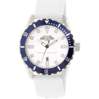 Armani Exchange Mens AX1711 White Leather Quartz Watch   17543312