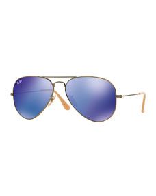 Ray Ban Aviator Mirror Sunglasses, Blue