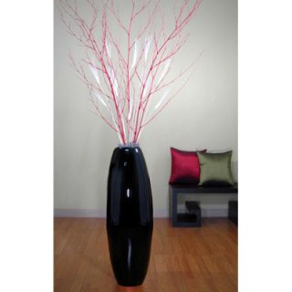 36 inch Lacquer Cylinder Floor Vase with Natural Branches