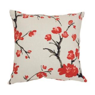 Pillow Perfect Decorative Beige and Red Flowering Branch Square Toss Pillow