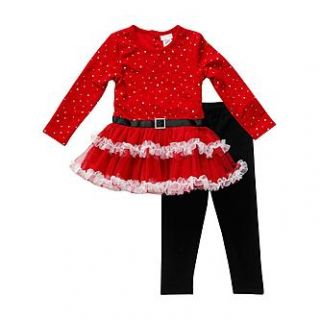 Youngland Infant & Toddler Girls Skirted Christmas Tunic & Leggings