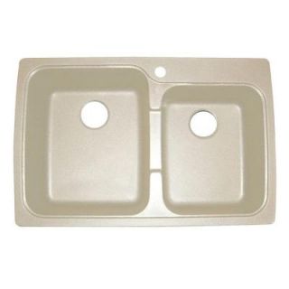 Astracast Offset Dual Mount Granite 33x22x8 in. 1 Hole Double Bowl Kitchen Sink in Sahara Beige AS US20RHUSSK