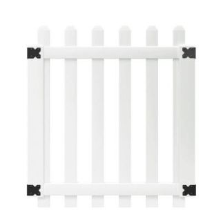 Veranda 3.5 ft. W x 4 ft. H White Vinyl Glendale Spaced Picket Fence Gate with 3 in. Dog Ear Fence Pickets 181982