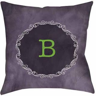 Thumbprintz Chalkboard Scroll Monogram Purple Decorative Pillows