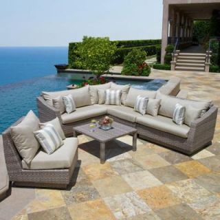RST Brands Cannes 6 Piece Patio Sectional Seating Set with Slate Grey Cushions OP PESS6 CNS SLT K