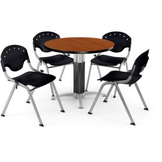 OFM Round Cherry Laminate Table with 4 Chairs   Shopping