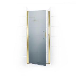 Coastal Shower Doors Paragon Series 24 in. x 65 in. Semi Framed Continuous Hinge Shower Door in Gold with Satin Etched Glass NPQFR24.66G S