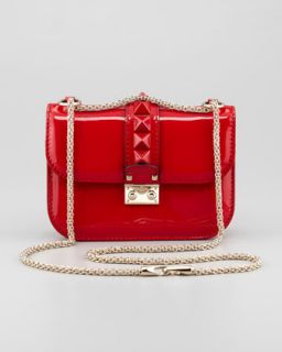 Valentino Punk Lock Mini Patent Stud Crossbody Bag, Red