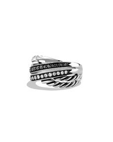 David Yurman Crossover Ring with Black and White Diamonds