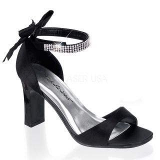 Pleaser Womens Romance 313 Black Satin Square Heel Sandals