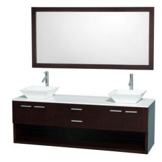 Wyndham Collection Andrea 72 in. Double Vanity in Espresso with Man Made Stone Vanity Top in White and Sink DISCONTINUED WCS100172ESWHD28WH