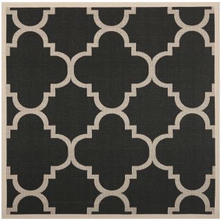 Safavieh Indoor/ Outdoor Courtyard Trellis pattern Black/ Beige Rug (7