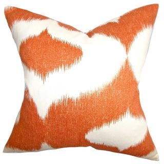 Leilani Bright Orange Ikat Down Filled Throw Pillow