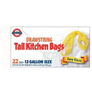 American Fare  DrawString Top 13 Gallon Tall Kitchen Can Bags 22 Count
