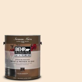 BEHR Premium Plus Ultra 1 gal. #OR W5 Almond Milk Matte Interior Paint 175001