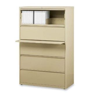 Lorell Lateral File   36" X 18.6" X 67.7"   5 X File Drawer[s]   Legal, Letter, A4   Rust Proof, Leveling Glide, Interlocking, Ball bearing Suspension, Label Holder   Putty (LLR60441)