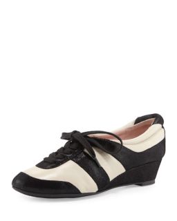 Taryn Rose Parisa Metallic Lace Up Sneaker, Bone/Black