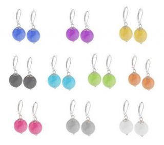 Set of 10 Marbleized Bead Lever Back Dangle Earrings —