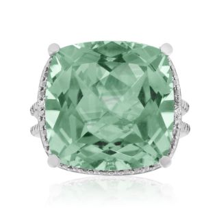 12 Carat Split Shank Green Amethyst and Diamond Accent Ring   17563521