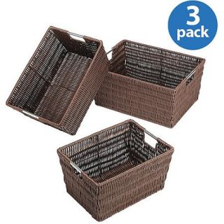 Whitmor Rattan Style Storage Baskets, Set of 3