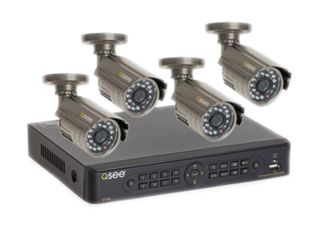 Q See QT454 403 5 4 Channel H.264 Network DVR with Real Time CIF Recording, D1 Recording, and mobile phone surveillance with 500GB HD and 4 CCD Color Cameras