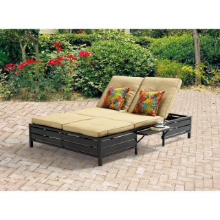 Mainstays Double Chaise Lounger, Tan, Seats 2