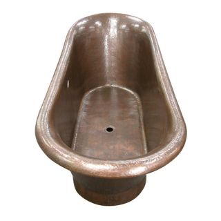 The Copper Factory Solid Hand Double 72 x 26 Slipper Tub with Base