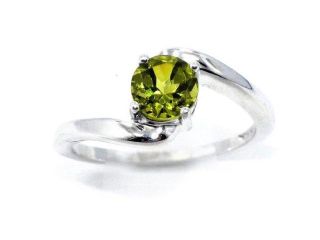 1 Ct Peridot Round Ring .925 Sterling Silver Rhodium Finish [Jewelry]