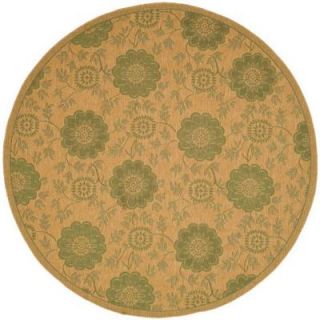 Safavieh Courtyard Natural/Green 6 ft. 7 in. x 6 ft. 7 in. Round Indoor/Outdoor Area Rug CY6948 34 7R