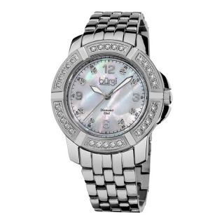Burgi Womens Diamond Swiss Quartz Stainless Steel Bracelet Watch