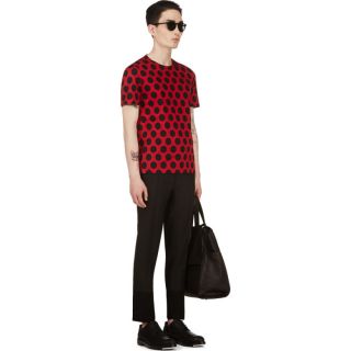 Burberry Prorsum Red & Black Polka Dot T Shirt