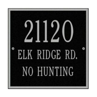 Whitehall Products Square Standard Wall 3 Line Address Plaque   Black/Silver 2112BS