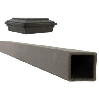 Trex Seclusions 5 in. x 5 in. x 9 ft. Winchester Grey Wood Plastic Composite Fence Post with Crown Post Cap WGPCC050509