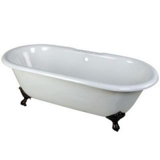 Aqua Eden Classic 5.5 ft. Cast Iron Oil Rubbed Bronze Claw Foot Double Ended Tub with 7 in. Deck Holes in White HVCT7D663013NB5