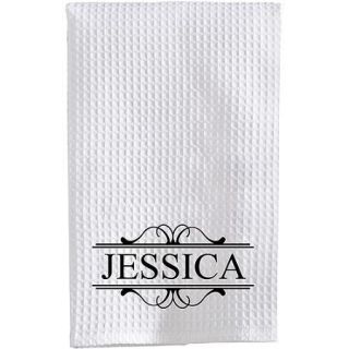 Personalized Name Waffle Weave Towel, Black Font