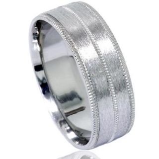 Mens 6mm 950 Palladium Brushed Wedding Band Ring New