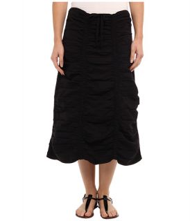 XCVI Stretch Poplin Double Shirred Panel Skirt Black