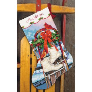 Ice Skates Stocking Needlepoint Kit 16in Long Stitched In Wool