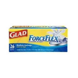 Glad ForceFlex Medium Quick Tie Trash Bags, 8 Gallon, 26 Count
