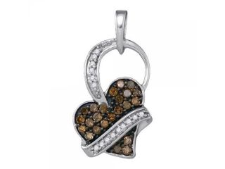 10k White Gold 0.33 CTW Brown Diamond Heart Pendant   1.538 gram    #556 87000